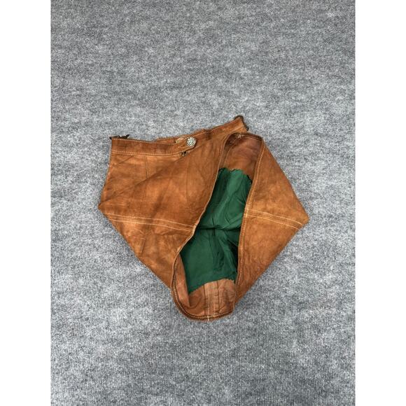 Vintage Brown Suede Leather Mini Skirt LaceUp Back Zipper Front Green Lining 70s - Picture 7 of 14